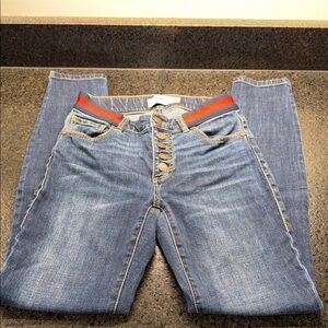 CAbi Denim Jeans with Red Waistband Detail